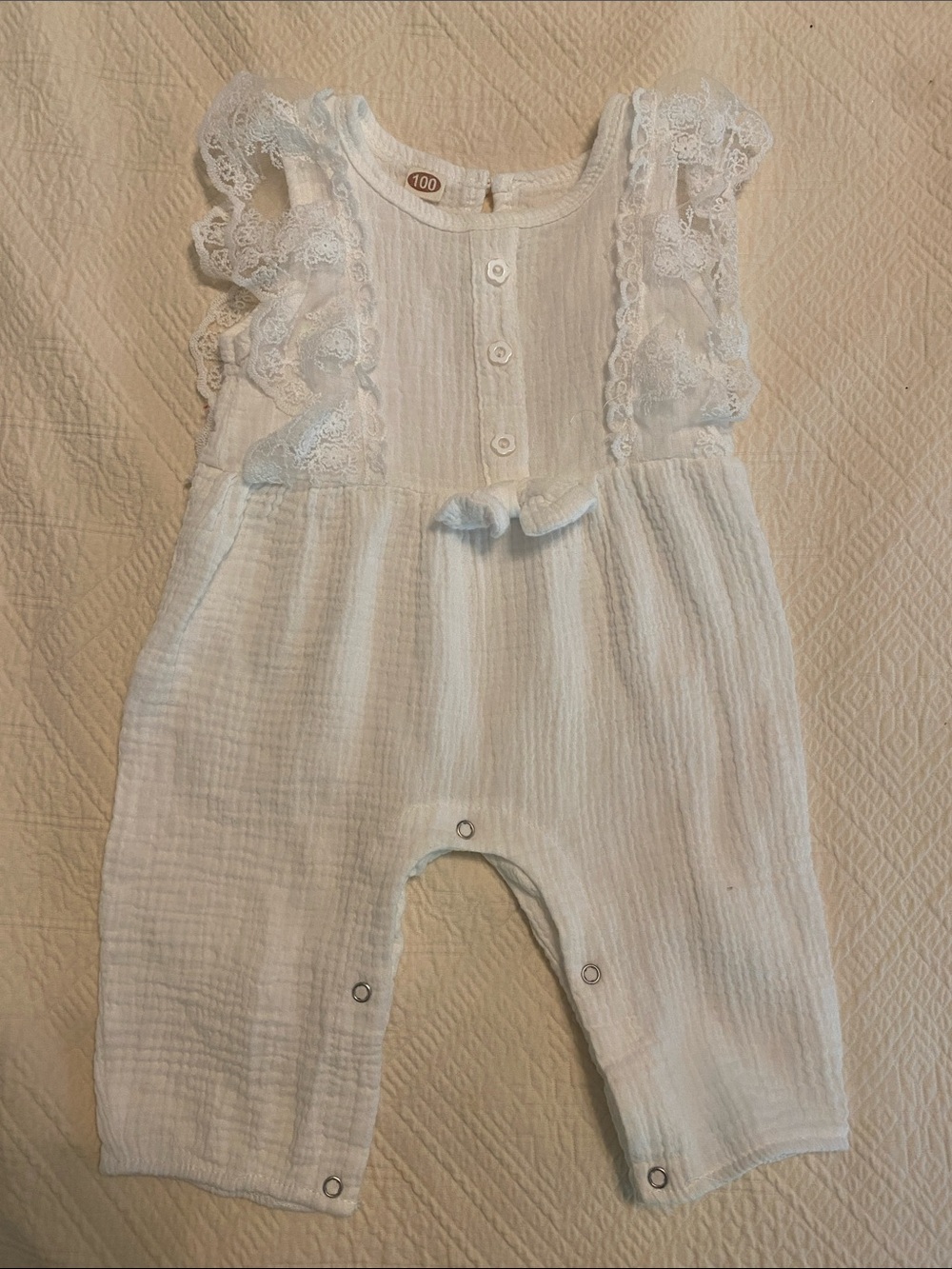 Toddler White Lace-Trim Baby Jumper